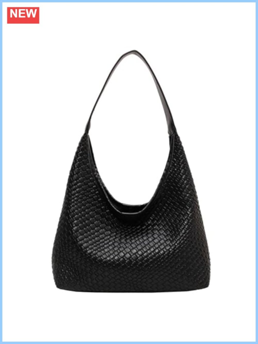 PU Leather Hobo Tote Bag Woven Top-Handle Shoulder Purse Large Capacity